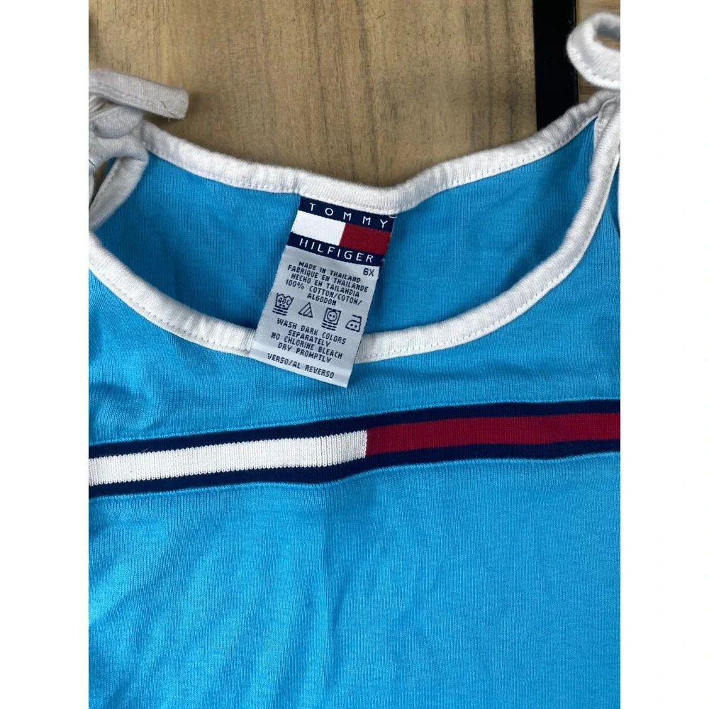 Tommy Hilfiger Dress Sleeveless‎ Casual Blue White Trim Girls Size 6X